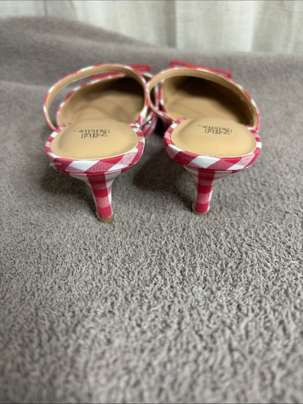 wild fable Red and White Gingham Pointed Slingback Flats with Bow - Picture 3 of 5